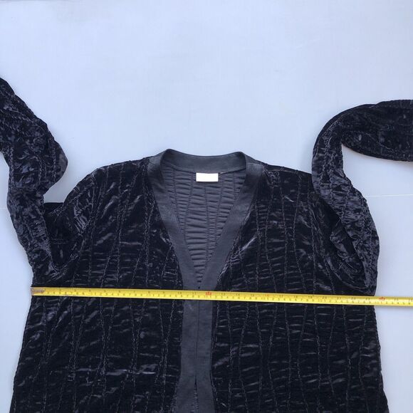 LOGO Lori Goldstein Duster Large Textured Velvet Cardigan Lagenlook Regencycore - Picture 9 of 14